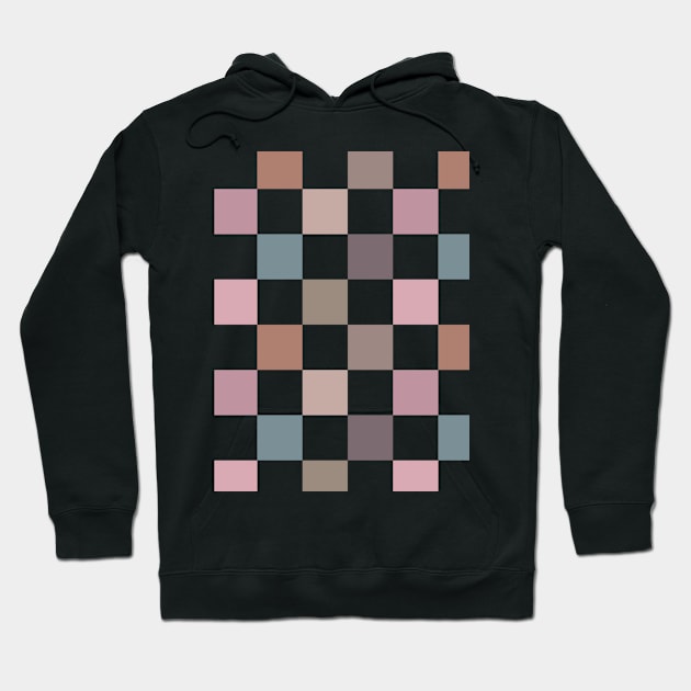 Romantic Pink Beige Checkerboard Pattern Hoodie by Mastilo Designs